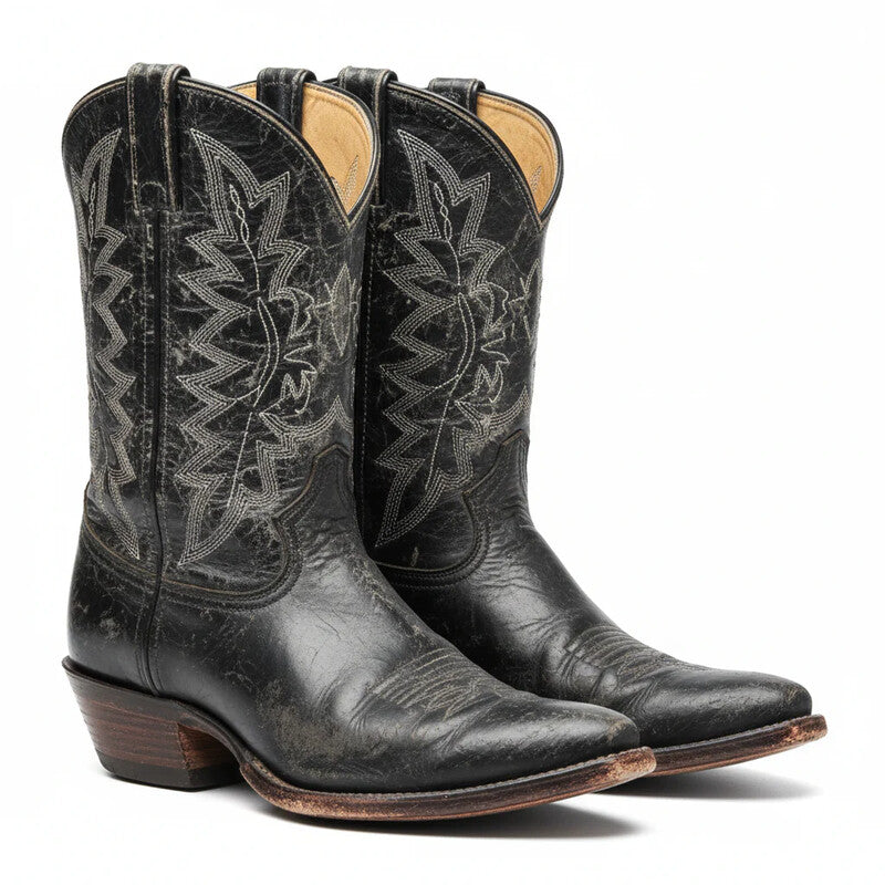 Distressed Black Cowboy Boots
