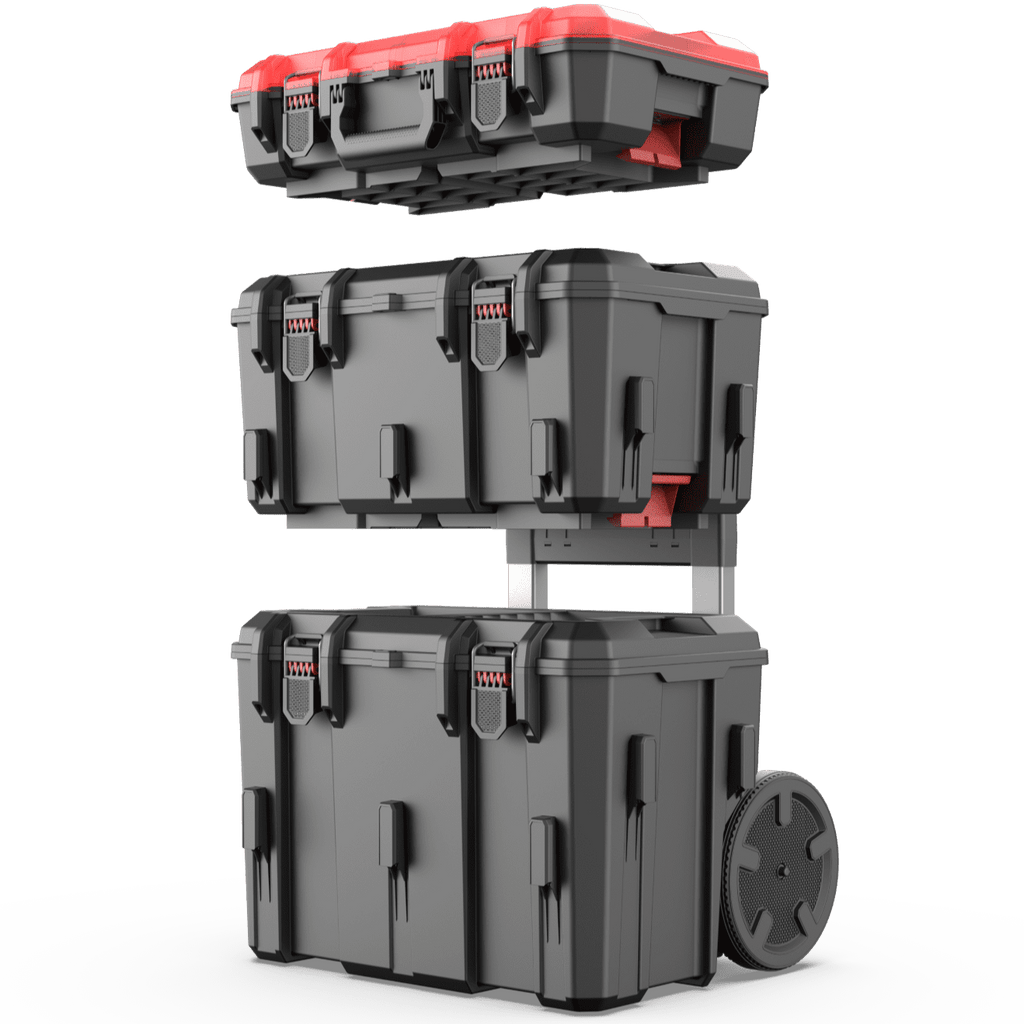 Hyper Tough Hyper Stack 3-Piece Modular Rolling Toolbox System, Black