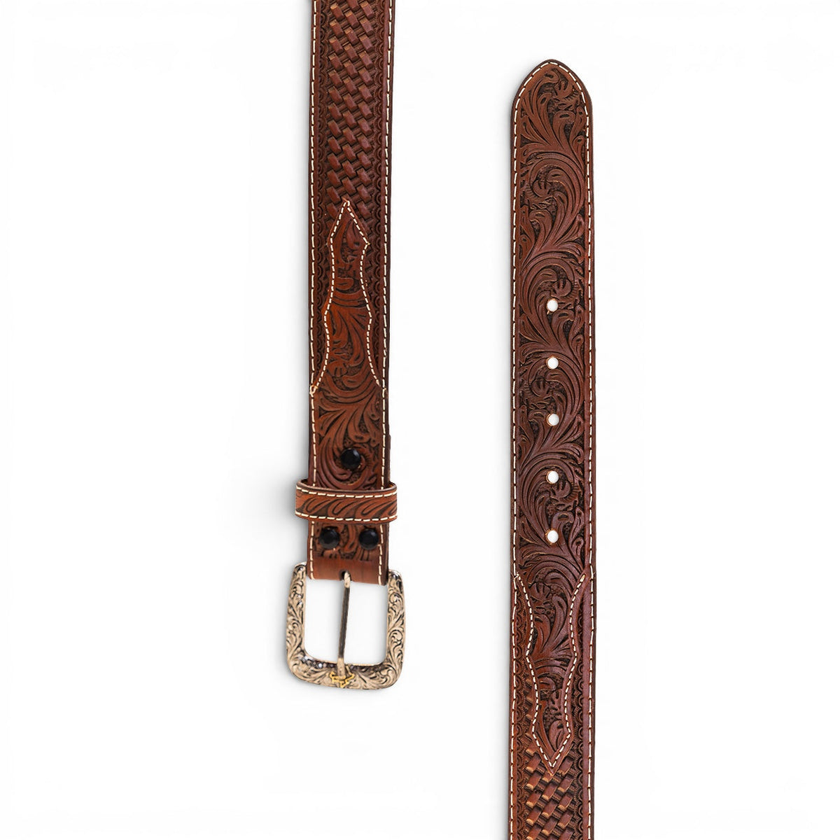 Tooled/Weave Tabaco Belt
