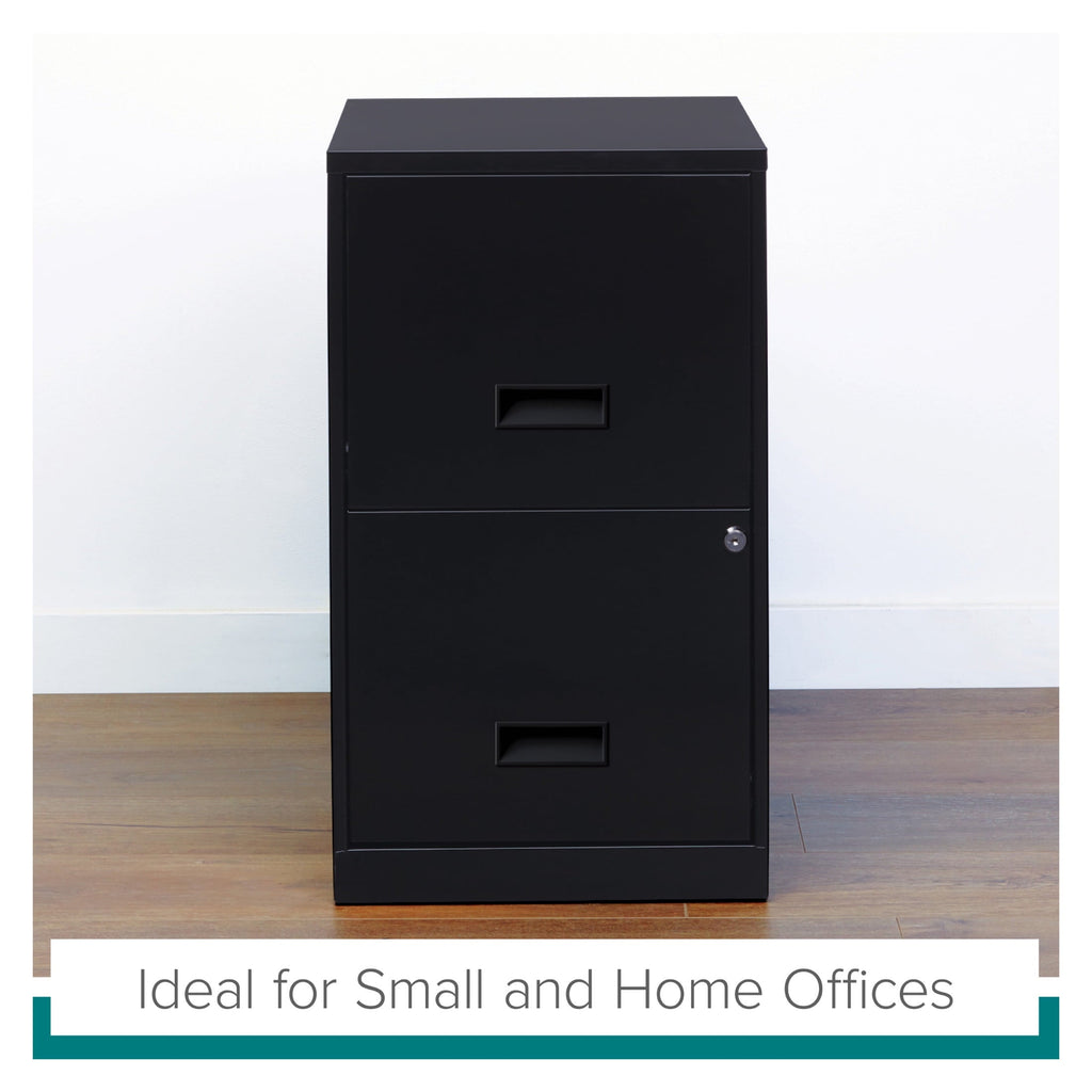 Space Solutions 18" Deep 2 Drawer Letter Width Vertical File Cabinet, Black
