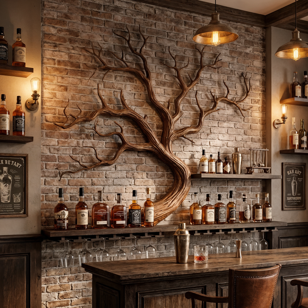 Monkey Pod Wood Tree Branch Wine Rack and Wall Shelf