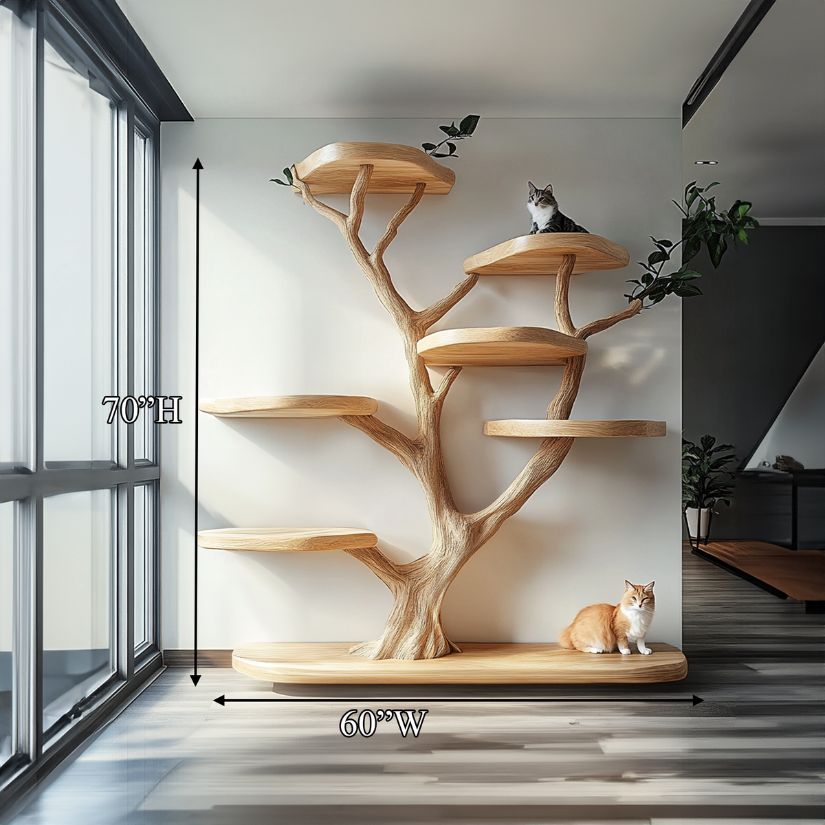 Rustic Natural Wood Cat Tree with Branch Platforms - view 5