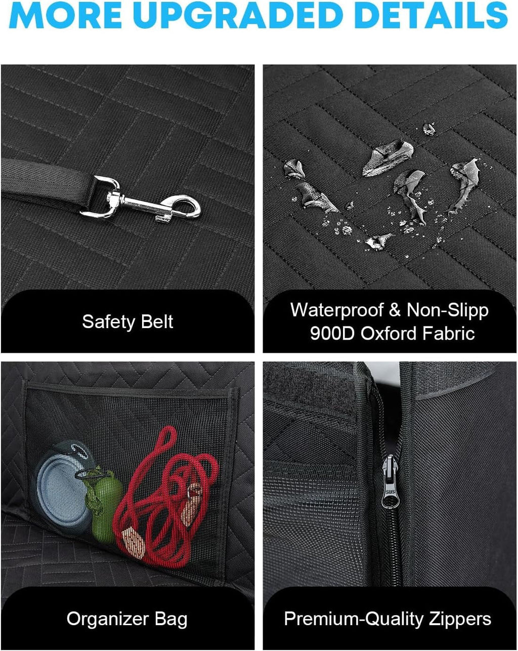 Kohree Dog Car Seat for Large Medium Dogs, Back Seat Extender with Hard Bottom, Waterproof Non-Slip Hammock for Pet, with Storage Pocket for