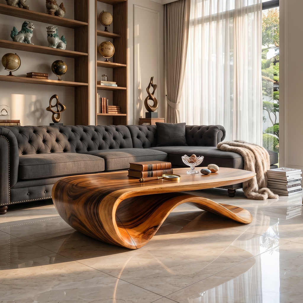 Farmhouse Solid Wood Coffee Table with Low Streamlined Profile