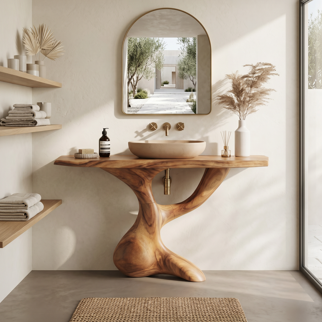 Handcrafted Solid Wood Bathroom Vanity with Minimalist Lines
