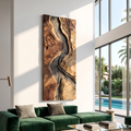 Hand-Carved Solid Hardwood Wave Wall Sculpture for Entryway