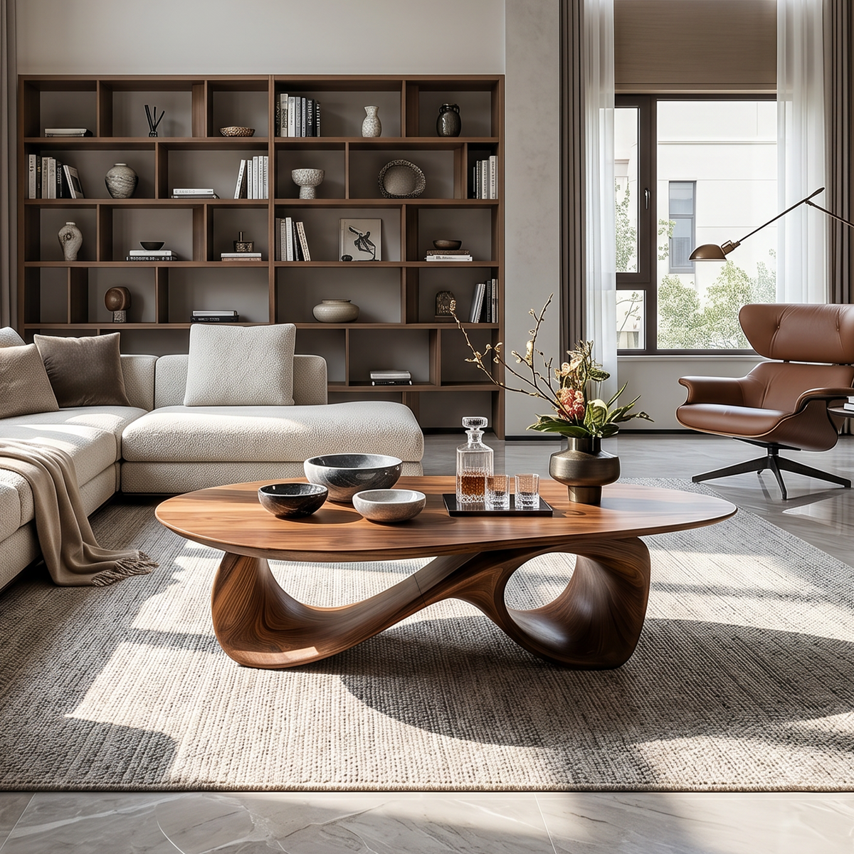 Rustic Solid Wood Coffee Table with Low-Set Simple Design