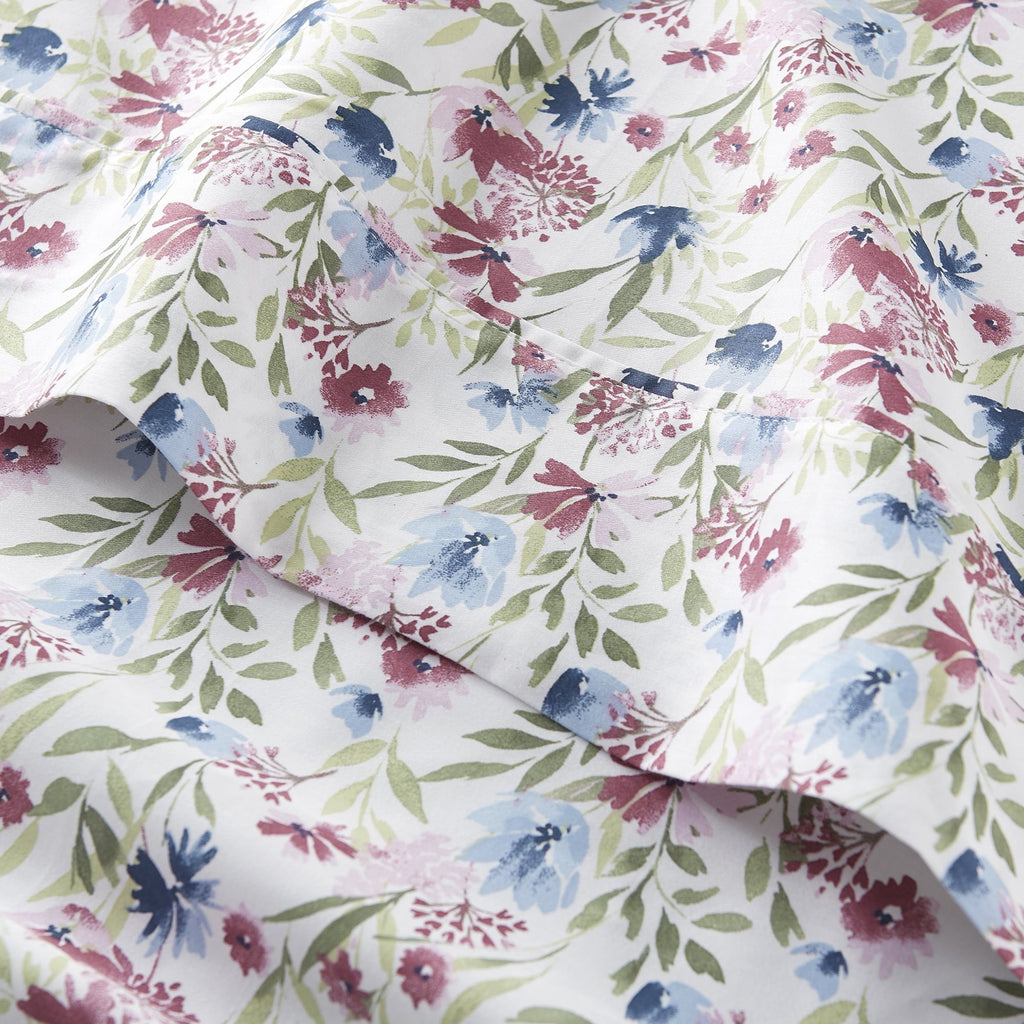 Better Homes & Gardens 4-Piece 300 Thread Count Bashful Blooms Cool Cotton Sateen Bed Sheet Set, Queen, Deep Pocket