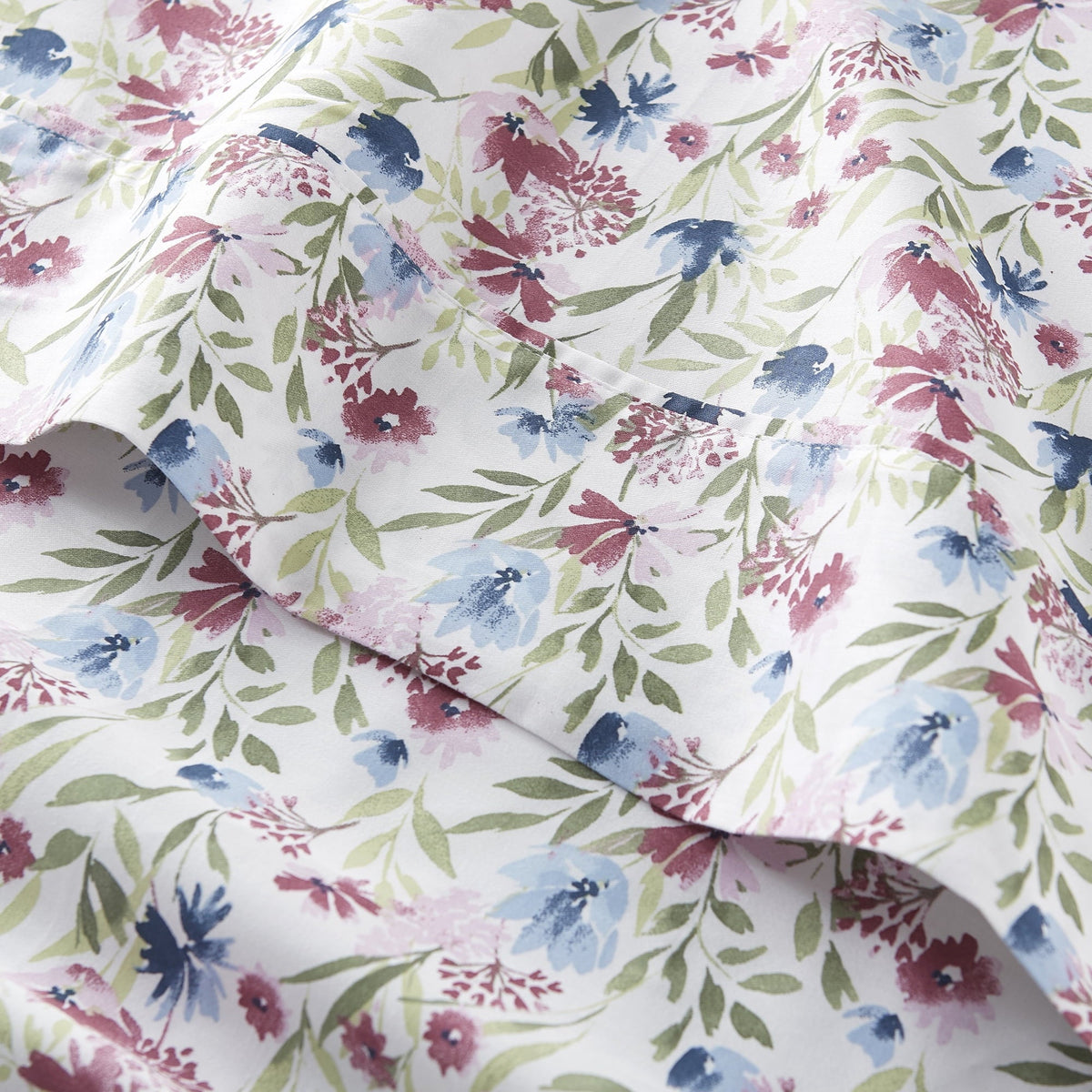 Better Homes & Gardens 4-Piece 300 Thread Count Bashful Blooms Cool Cotton Sateen Bed Sheet Set, Queen, Deep Pocket