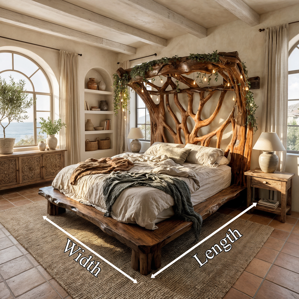 Rustic Solid Wood Tree Bed Frame with Organic Curves - view 8