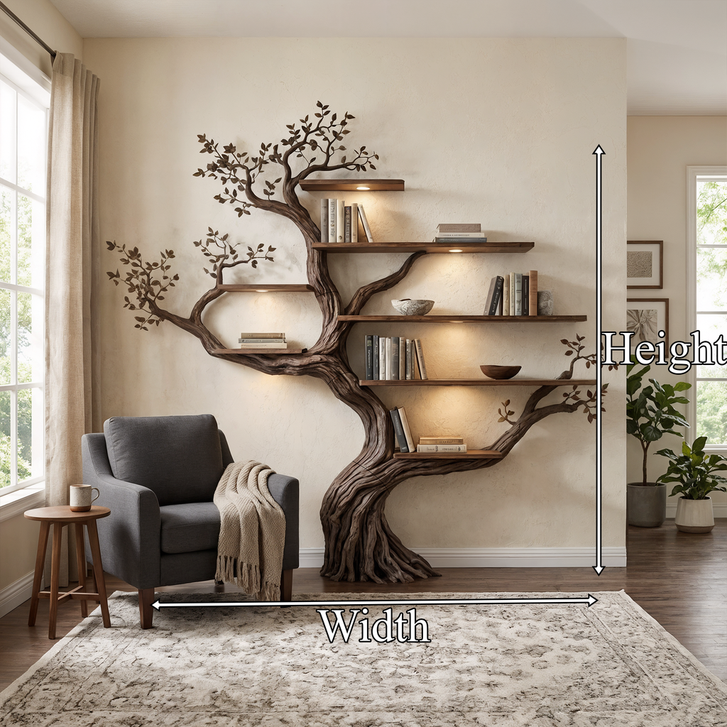 Modern Organic Tree Branch Bookshelf, Flowing Wall Feature - view 8