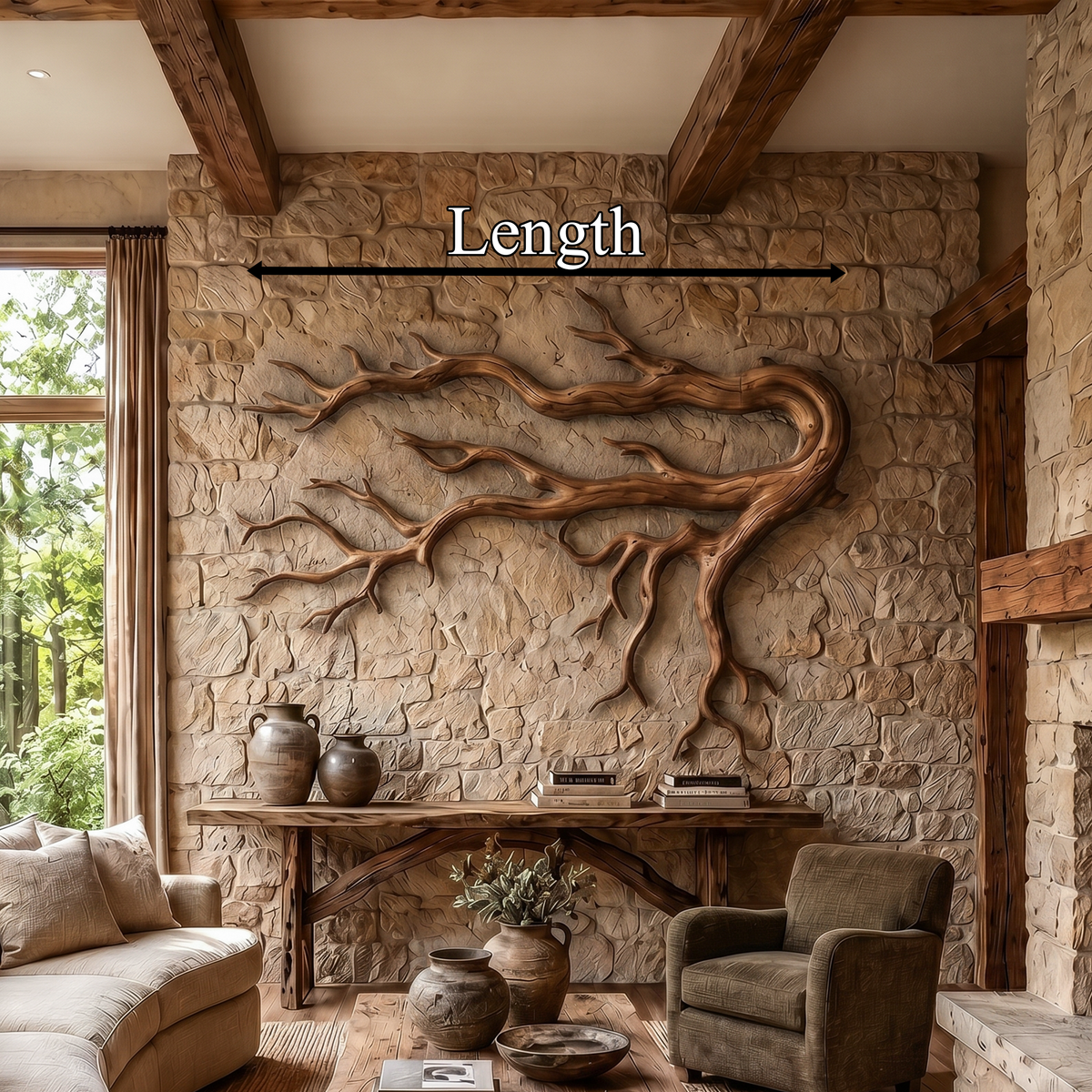 Driftwood Root Sculptural Wall Art in Solid Natural Wood - view 8
