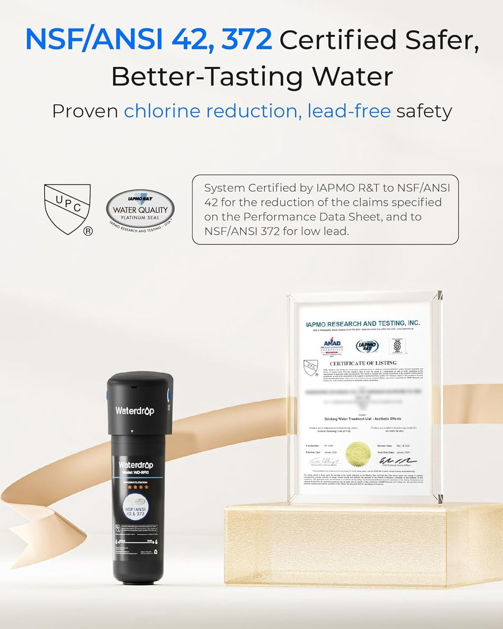 Waterdrop 10UA Under Sink Water Filter System, 8K Gallons High Chlorine Reduction Water Filtration System,Bad Taste & Odor, Under Counter Direct