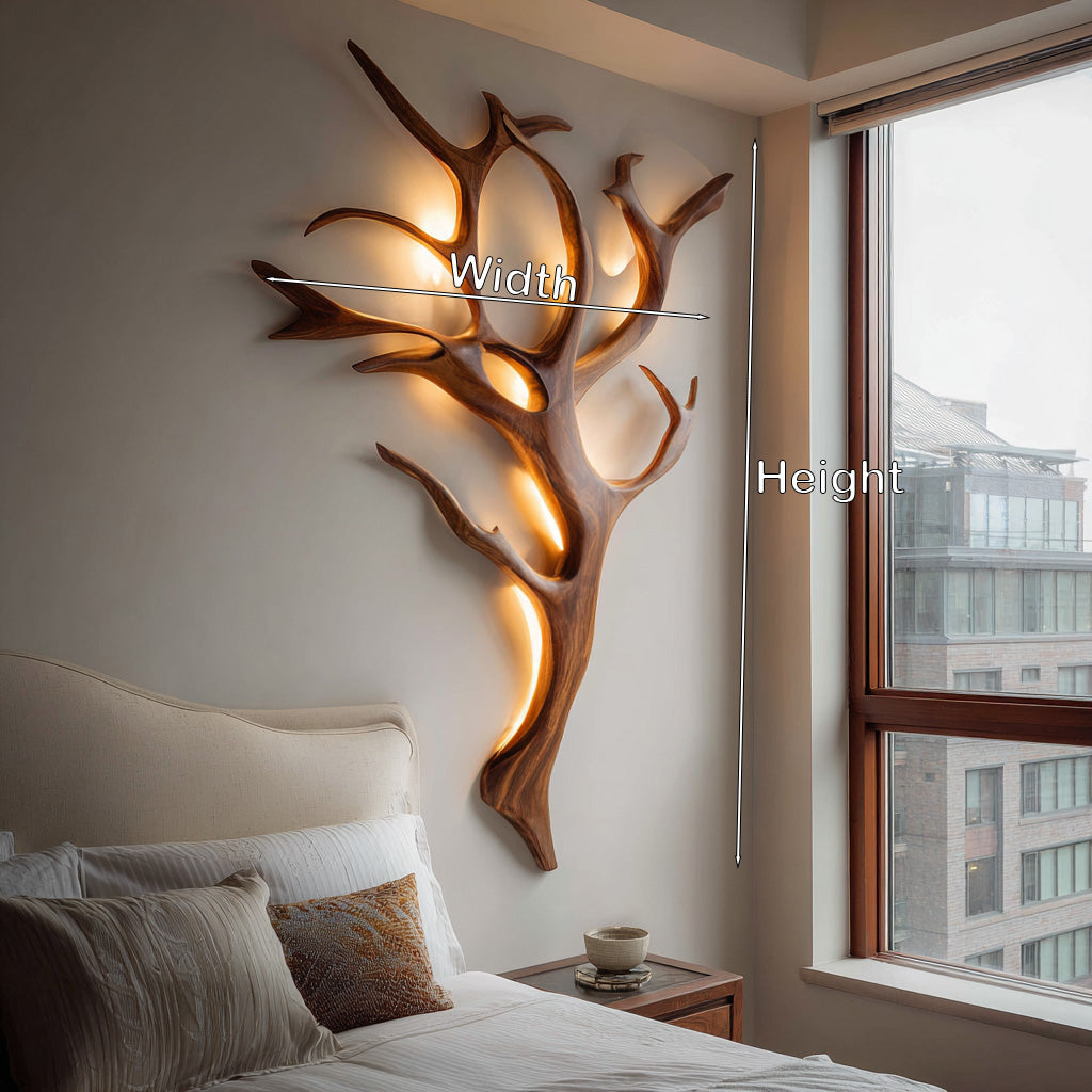 Handcrafted Wood Tree Branch Wall Lamp with Integrated Lighting - view 8