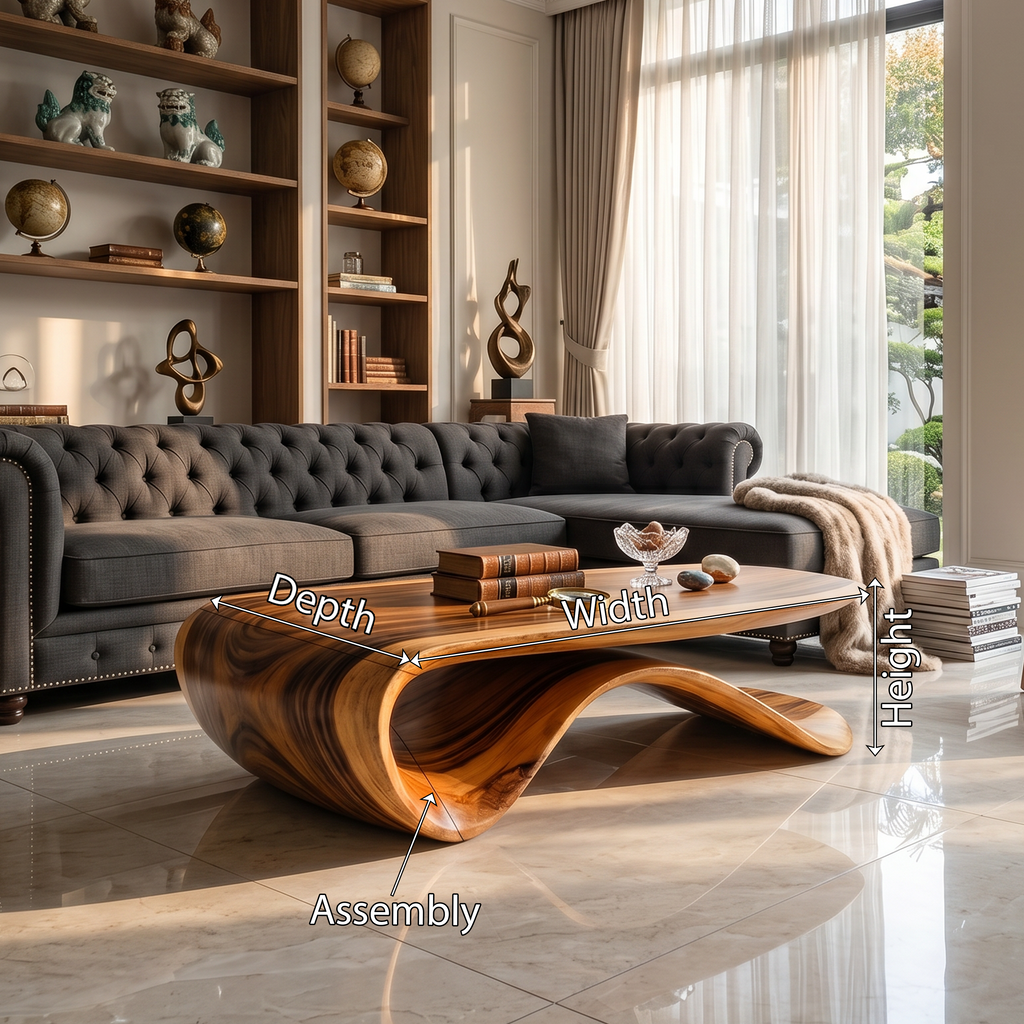 Farmhouse Solid Wood Coffee Table with Low Streamlined Profile - view 8