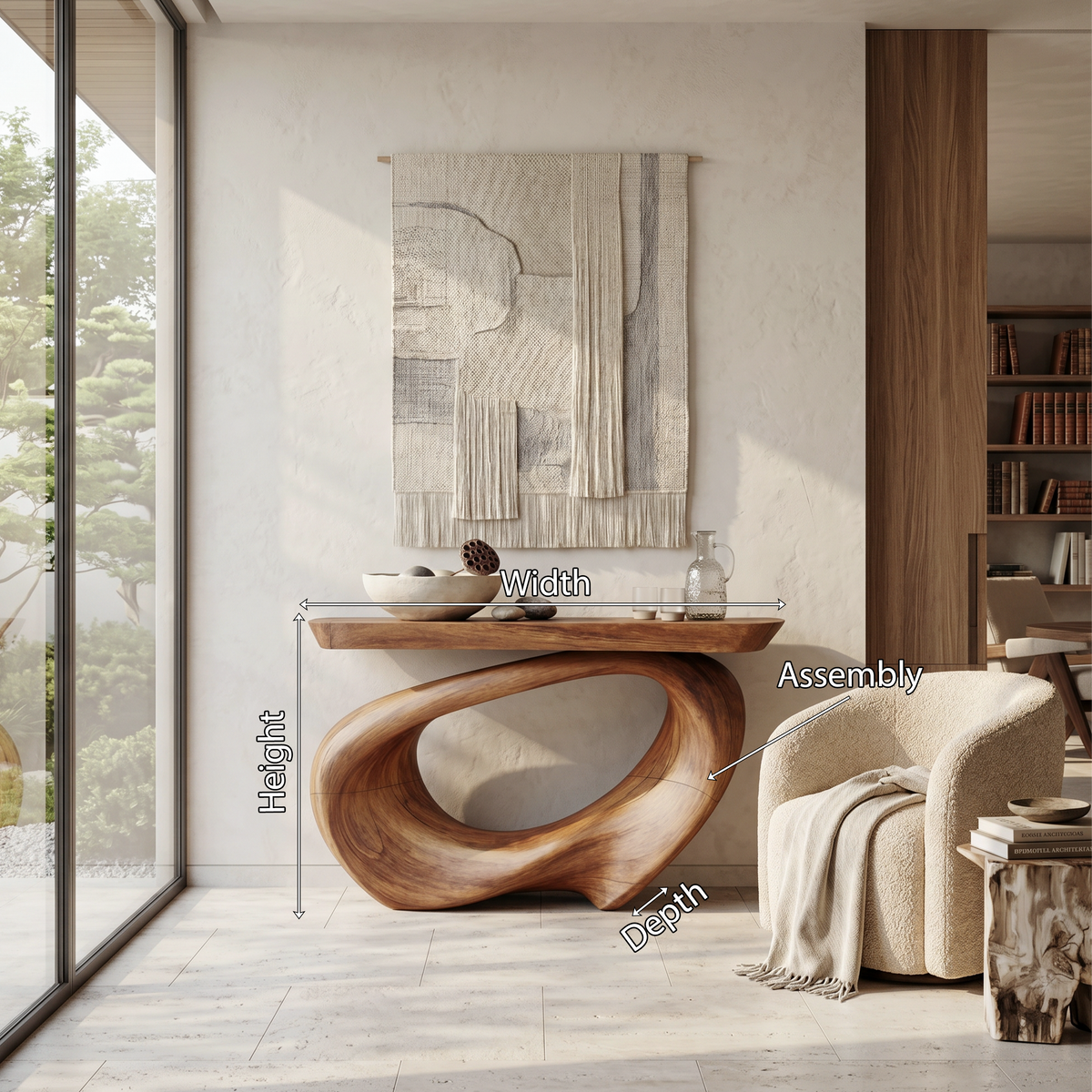 Rustic Live Edge Solid Wood Console Table for Entryway - view 8