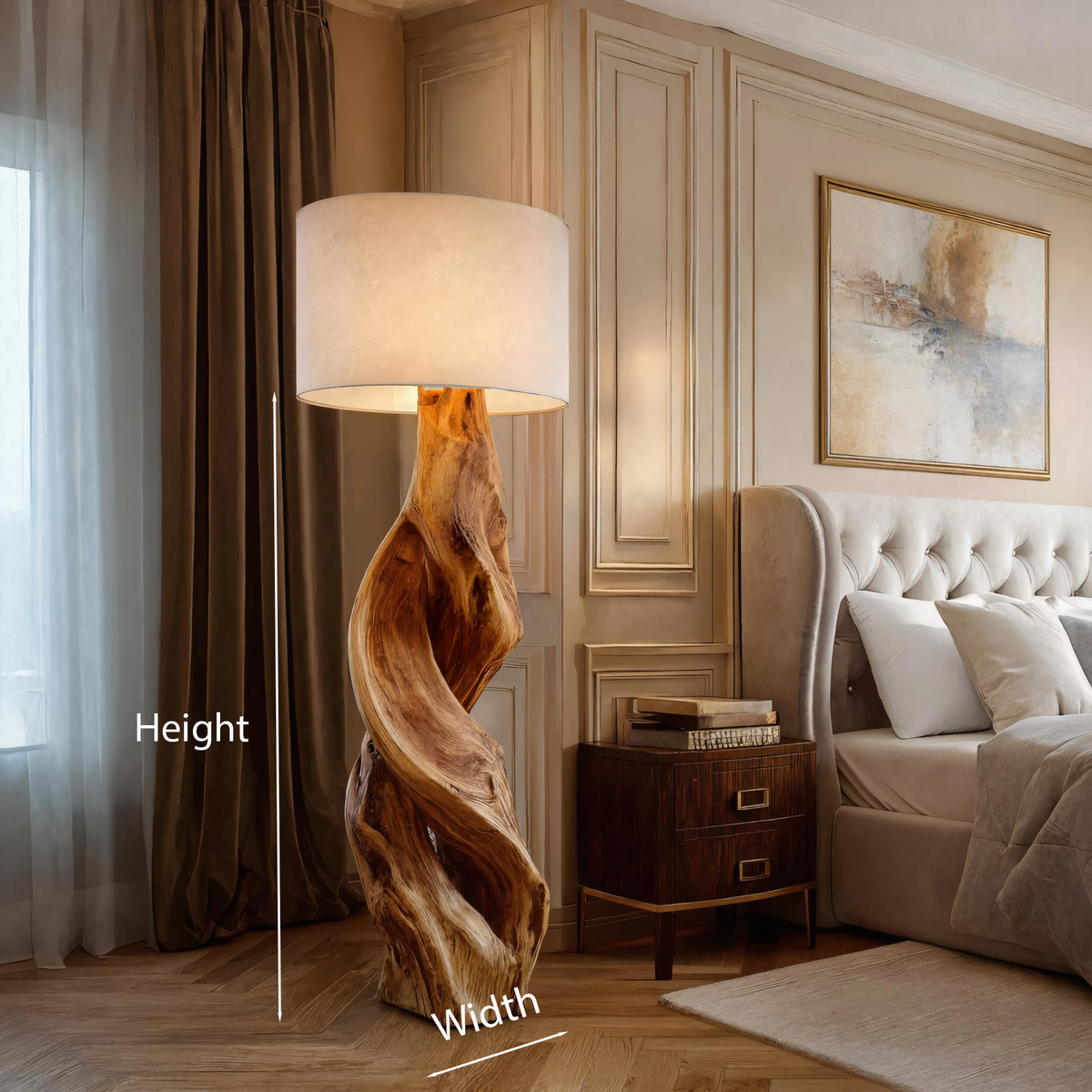 Rustic Floor Lamp with Hand-Shaped Twisted Wood Base - view 8