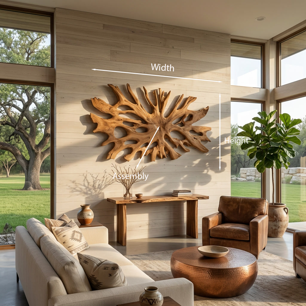 Oversized Root-Form Solid Wood Wall Art for Living Room - view 8