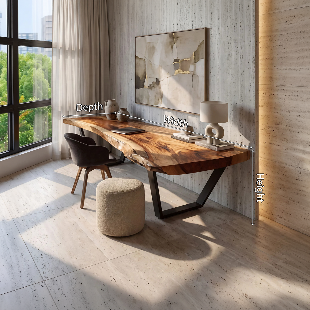 Monkey Pod Solid Wood Desk with Live Edge Top - view 8