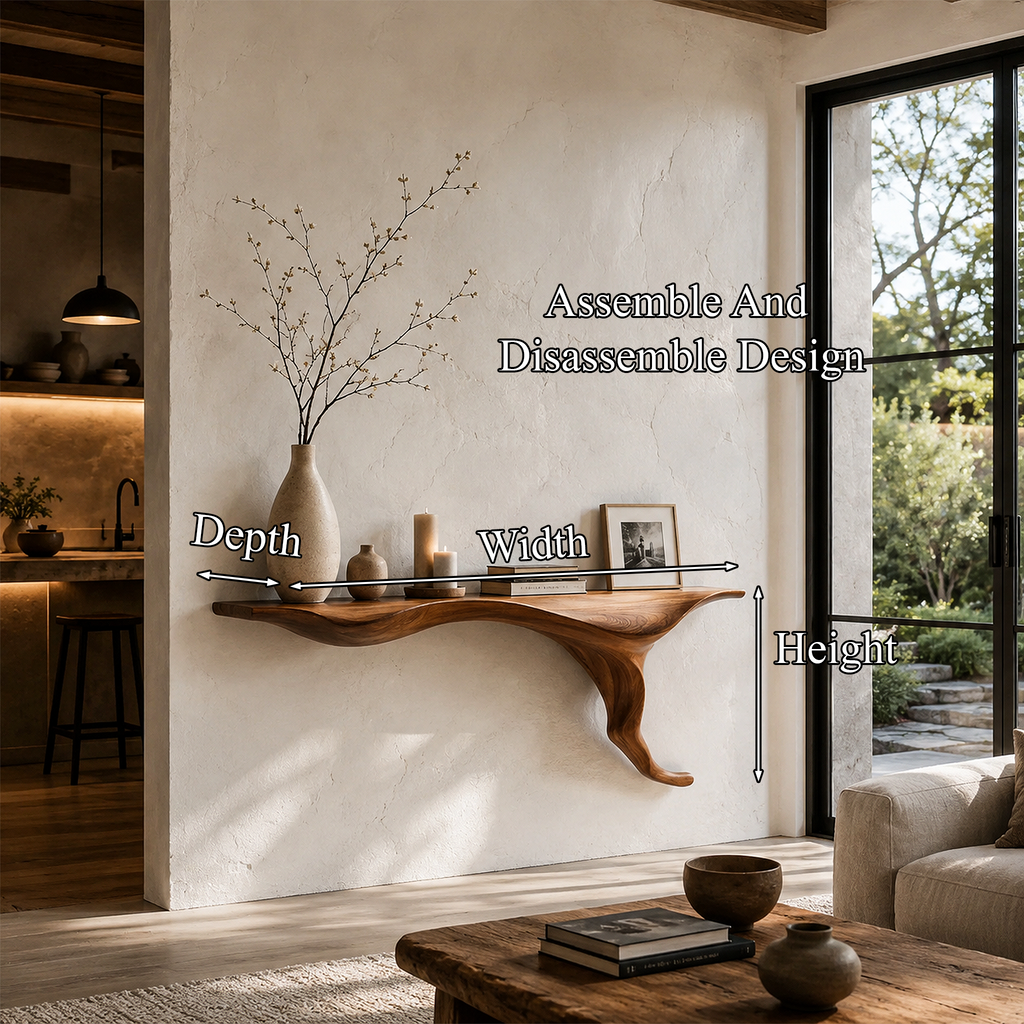 Wall Mounted Solid Wood Console Table with Tree Root Base - view 8
