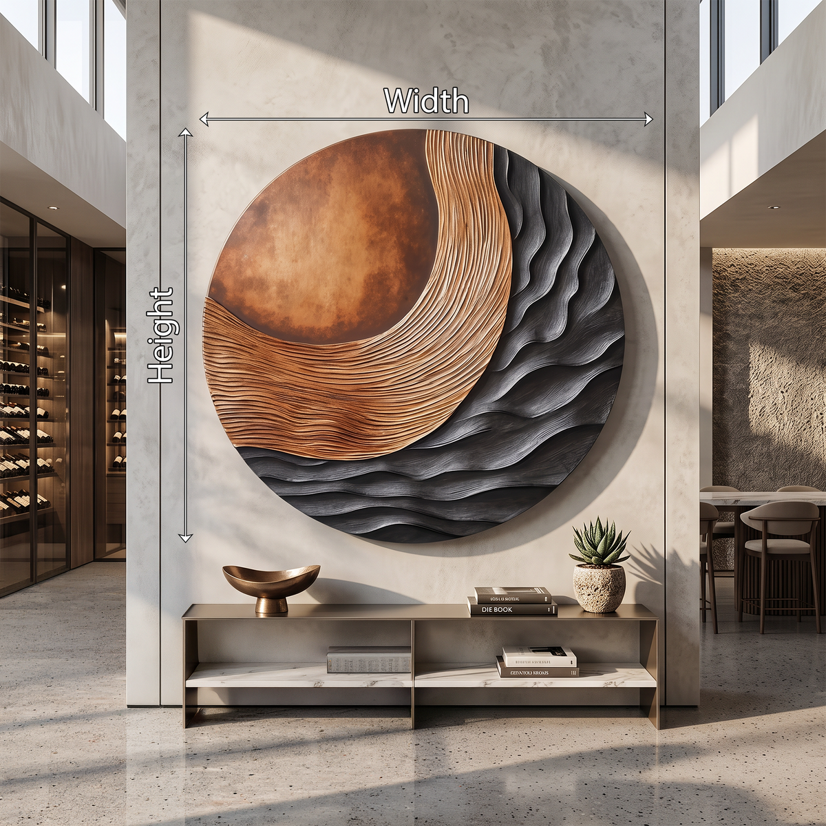 Carved 3D Wood Wall Art Panel for Bedroom with Tidal Folds - view 6
