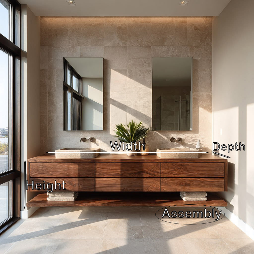 Contemporary Floating Solid Wood Bathroom Vanity with Drawers - view 8