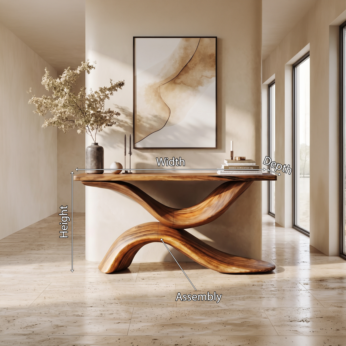 Live Edge Solid Wood Console Table for Entryway and Hallway - view 8