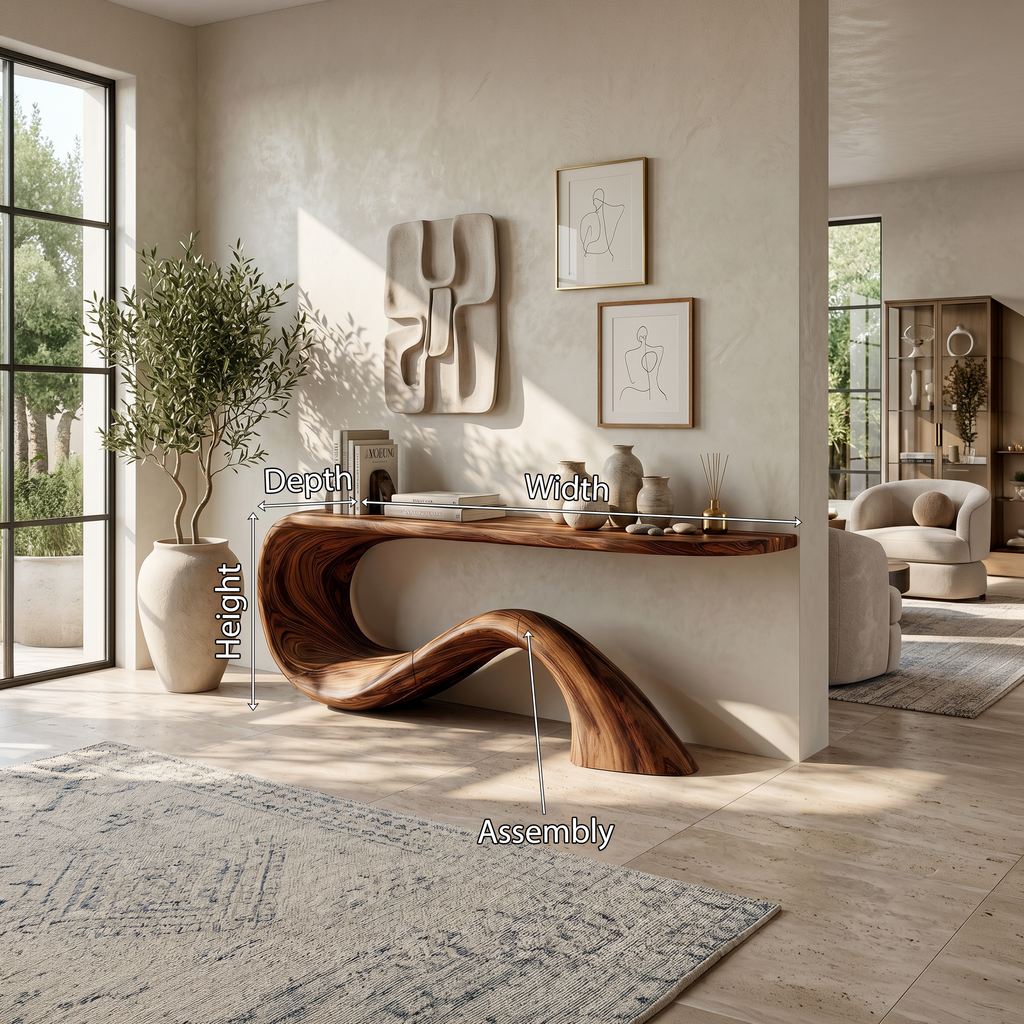Monkey Pod Live Edge Entryway Console Table, Modern Organic - view 8