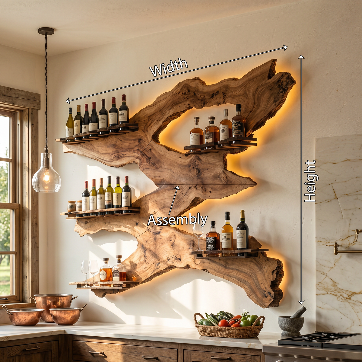 Handcrafted Monkeypod Wine Wall Rack for Kitchen and Home Bar - view 8