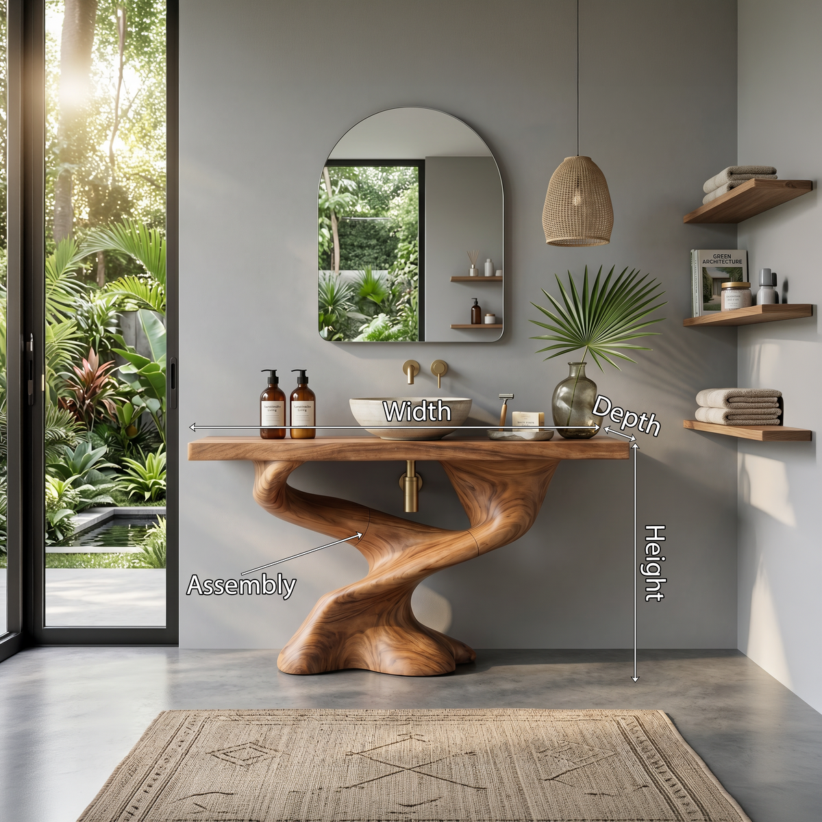 Live Edge Solid Wood Bathroom Vanity for Farmhouse or Modern Baths - view 8