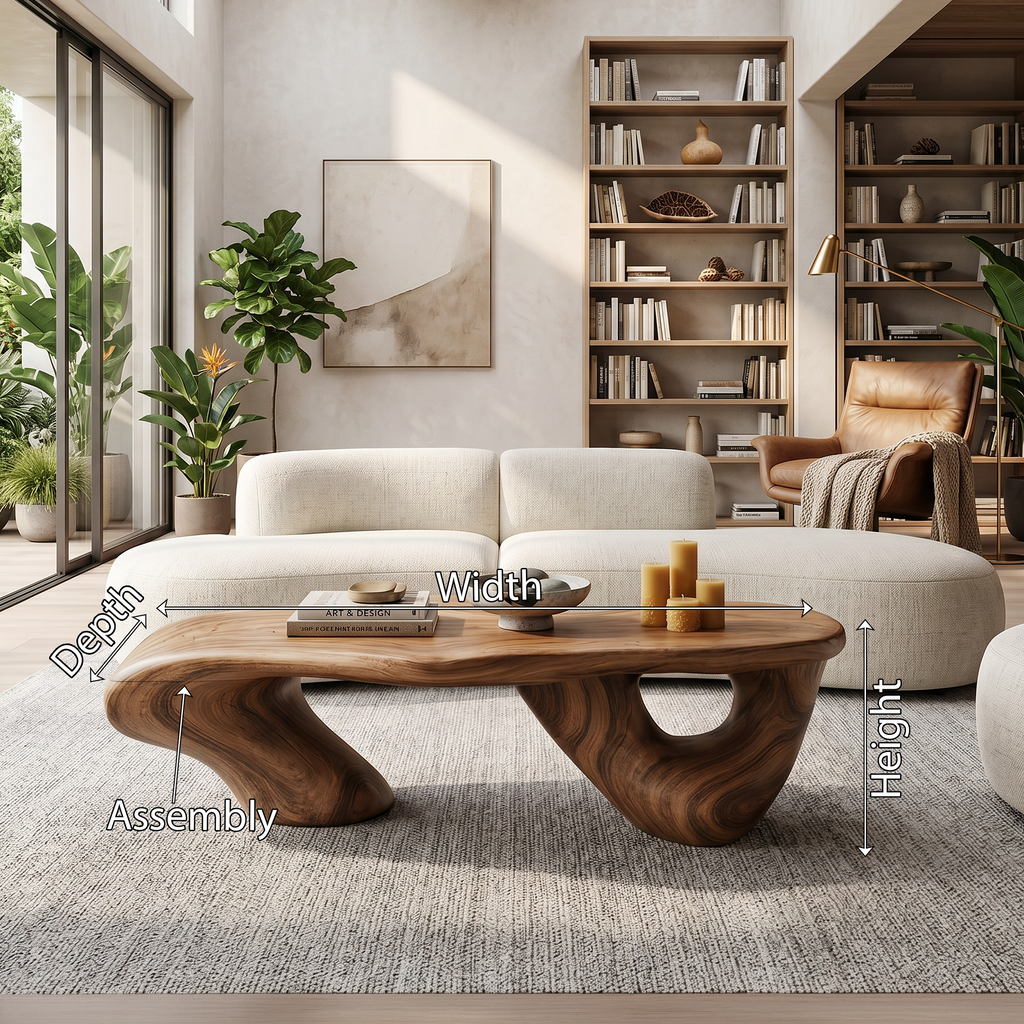Handcrafted Solid Wood Low Coffee Table with Classic Lines - view 8