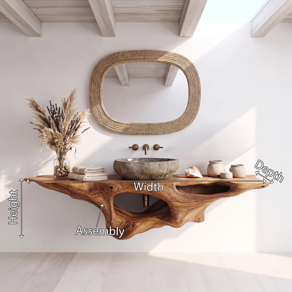 Farmhouse Solid Wood Bathroom Vanity Shelf with Waterproof Finish - view 8