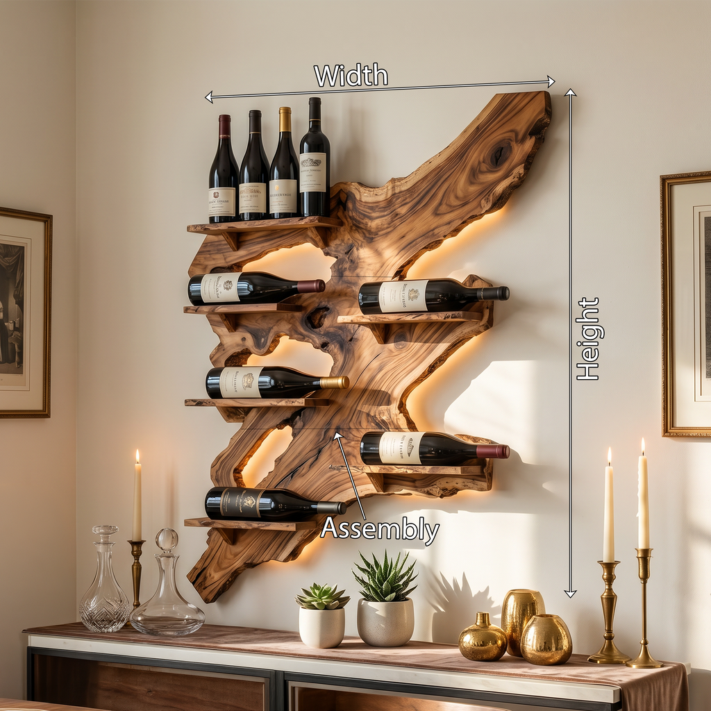 Rustic Monkey Pod Wood Wall Wine Rack for Home Bar - view 8