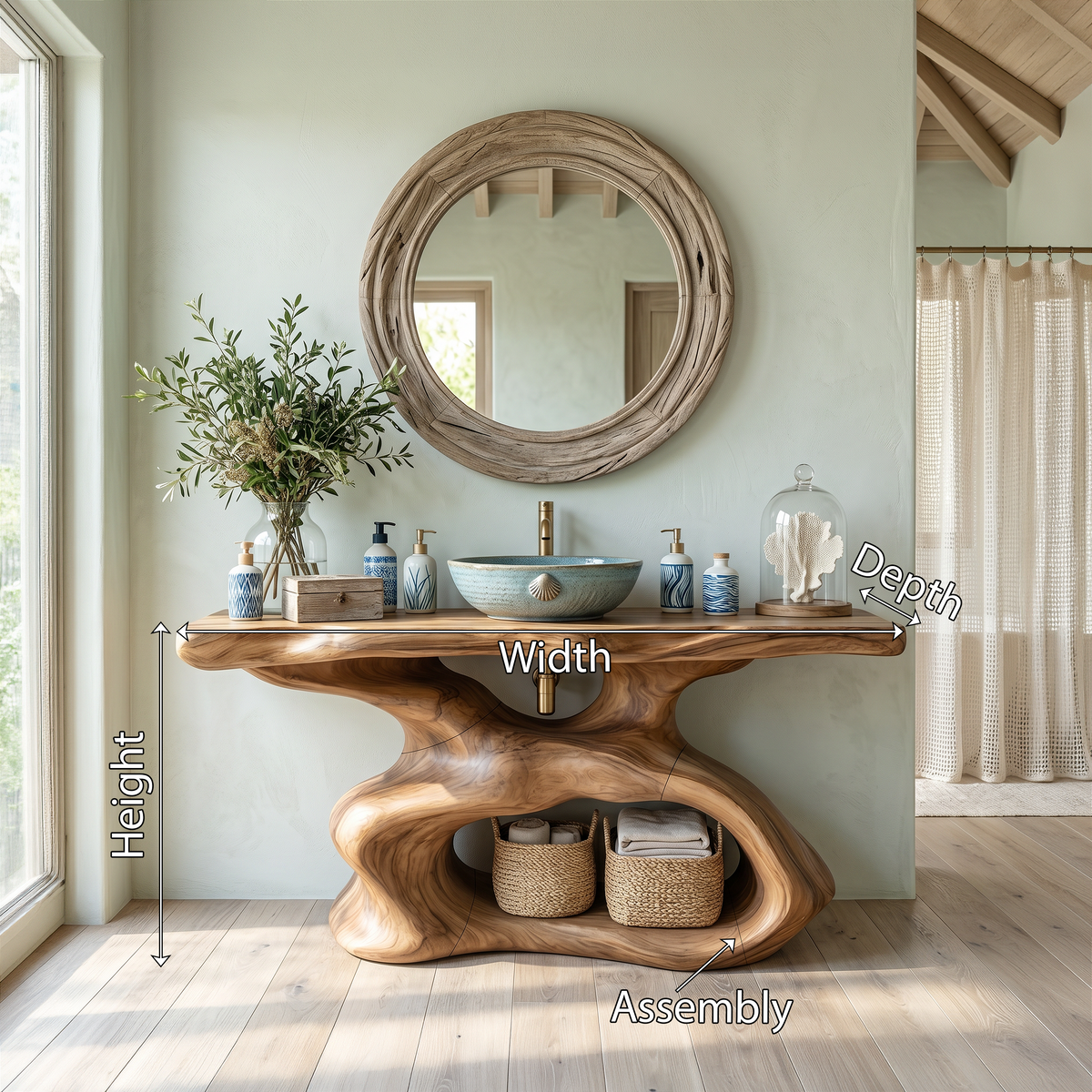 Farmhouse Solid Wood Bathroom Vanity with Weathered Finish - view 8