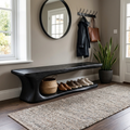 Rustic Live Edge Solid Wood Shoe Bench for Entryway in Black finish