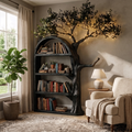 Rustic Tree Branch Wall Bookshelf with Hidden Brackets in Black finish
