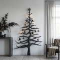 Rustic Pine Tree Wall Shelf with Carved Wood Branches in Black finish