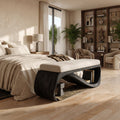 Mid-Century Solid Wood End-of-Bed Bench with Clean Lines in Black finish