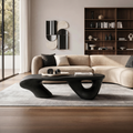 Handcrafted Solid Wood Low Coffee Table with Classic Lines in Black finish