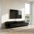 Organic Modern Solid Wood TV Console with Floating Look in Black finish