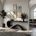 Monkey Pod Live Edge Entryway Console Table, Modern Organic in Black finish