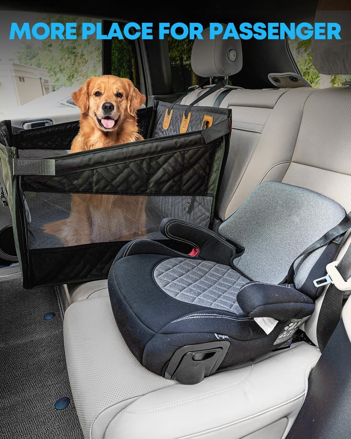 Kohree Dog Car Seat for Large Medium Dogs, Back Seat Extender with Hard Bottom, Waterproof Non-Slip Hammock for Pet, with Storage Pocket for