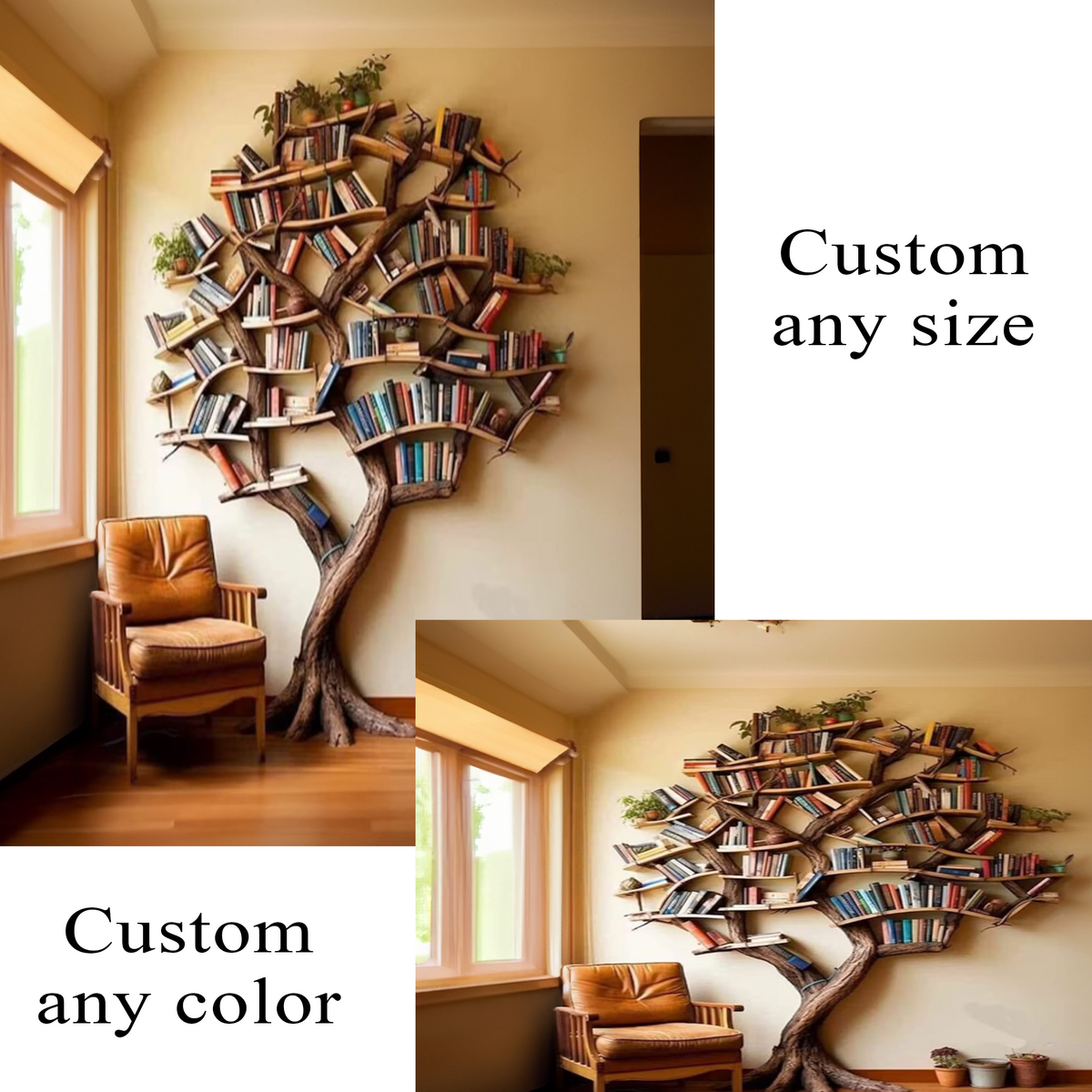 Carved Solid Wood Tree Branch Bookshelf for Feature Walls - view 7