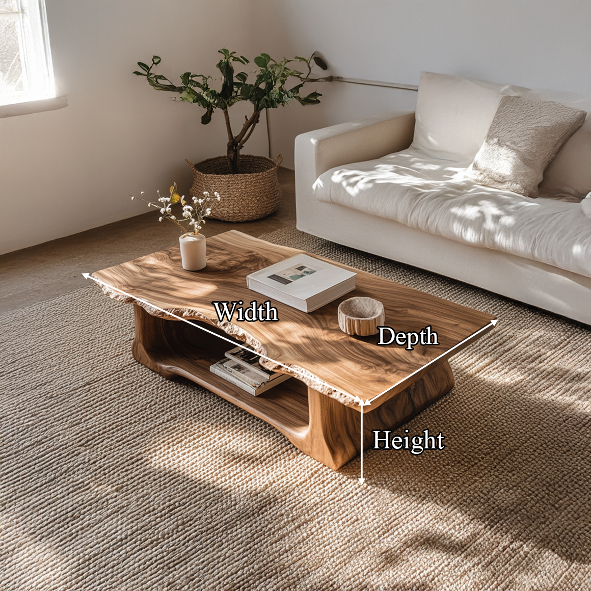 Monkey Pod Live Edge Coffee Table with Rustic Finish - view 8