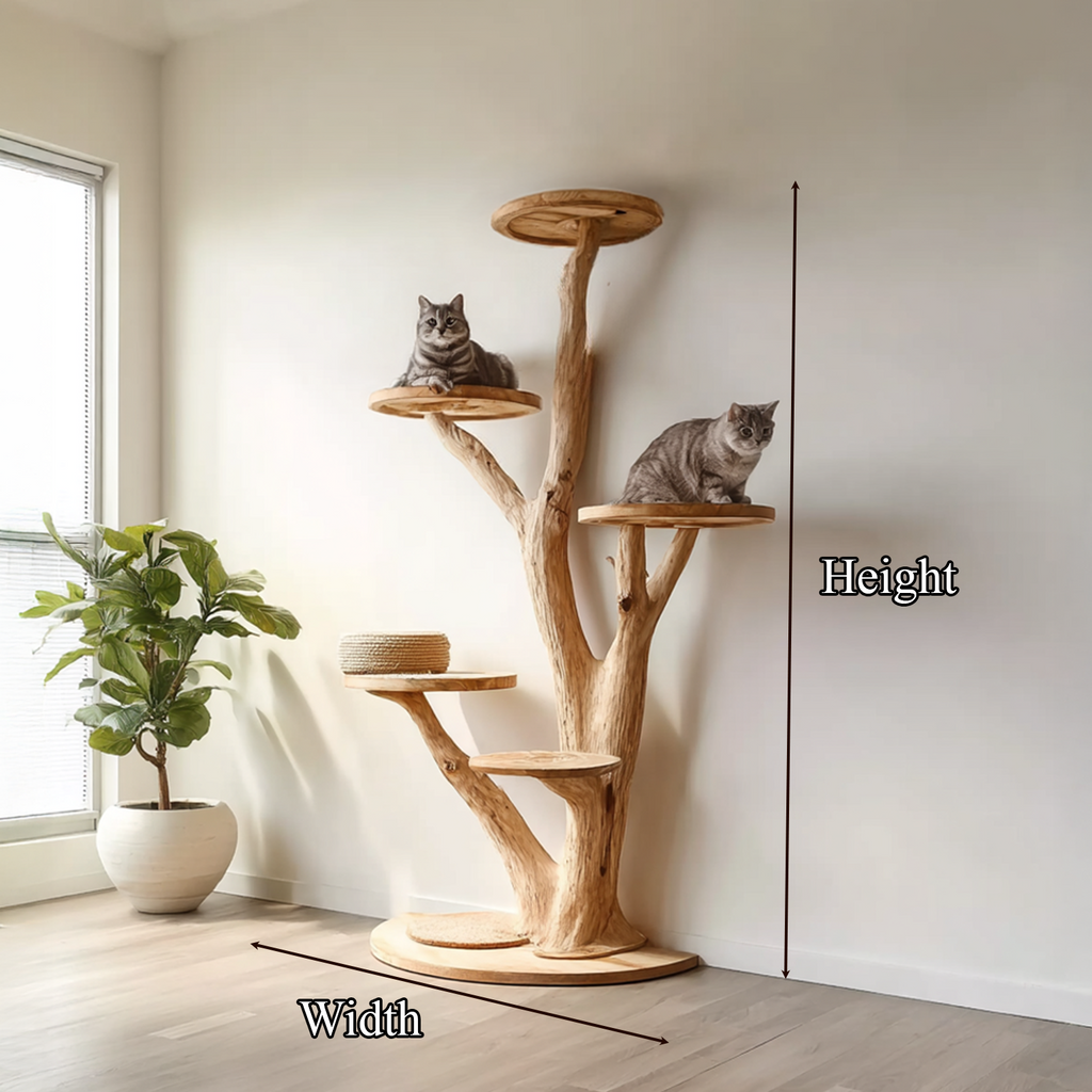 Rustic Solid Wood Tree Cat Tower with Branch Perches - view 8