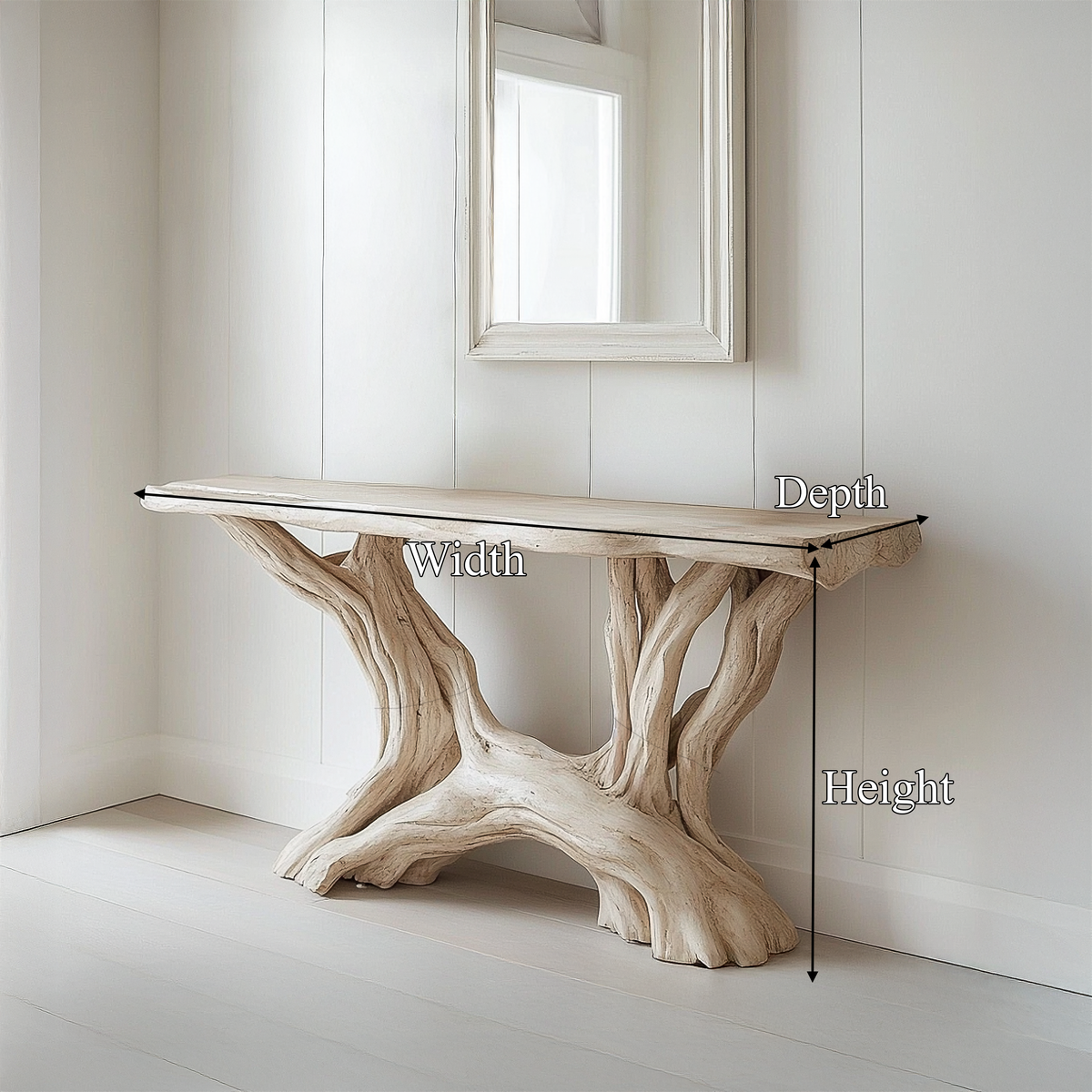 Rustic Organic Solid Wood Console Table with Open Shelving - view 7