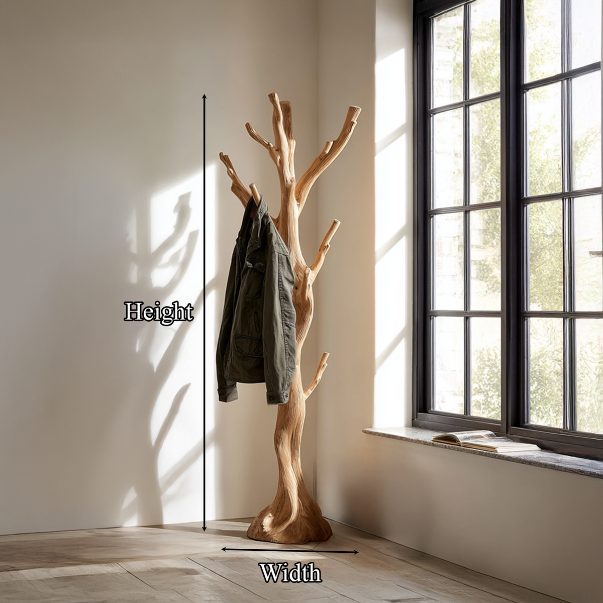 Rustic Driftwood Branch Tree Coat Rack with Optional Support Base - view 7