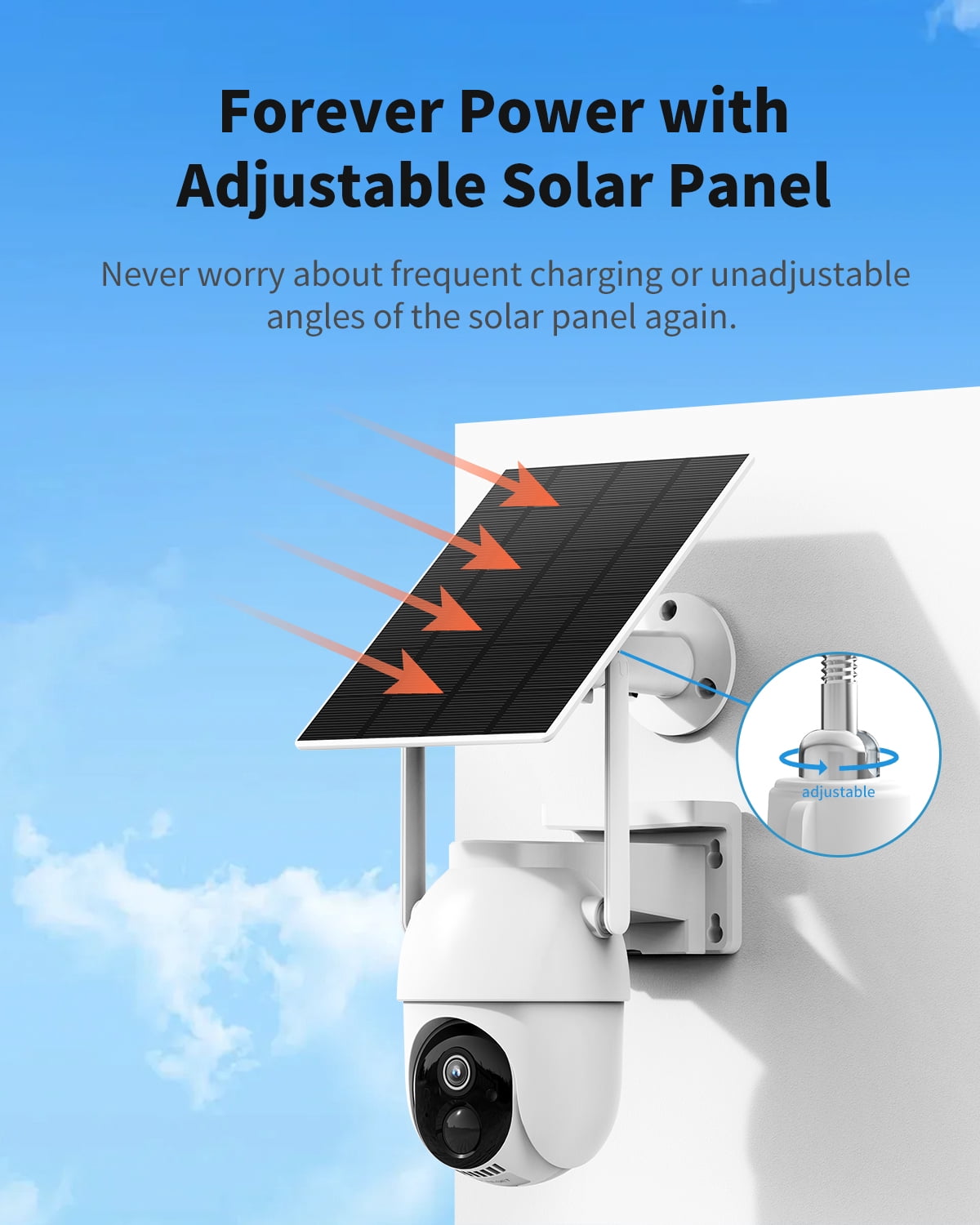 Conico 2-Pack Solar Security Camera System with Base Station, No Monthly Fee, 2K 360° PTZ Wireless Outdoor WiFi Camera, Night Vision