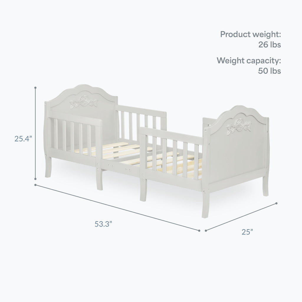 Dream On Me Rose 3-in-1 Convertible Toddler Bed, Greenguard Gold and JPMA Certified, Platinum