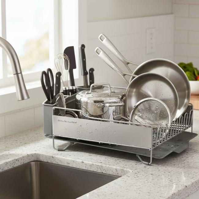 KitchenAid Large Capacity Full Size Rust Resistant Dish Rack with Angl ...